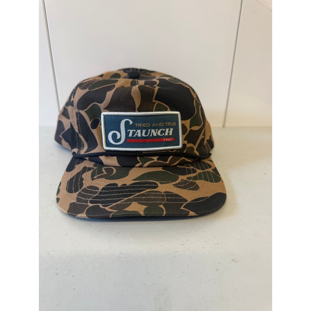Staunch Traditional Outfitters Duck Camo Rope Snapback Hat Brown Green 1987